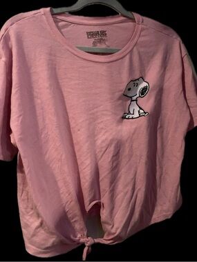 Peanuts Pink Crewneck Tee with Printed Label